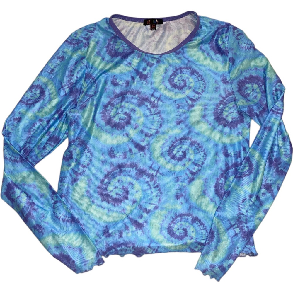 Delia’s Tie Dye Chasin’ Mavericks Mesh Top size 1X